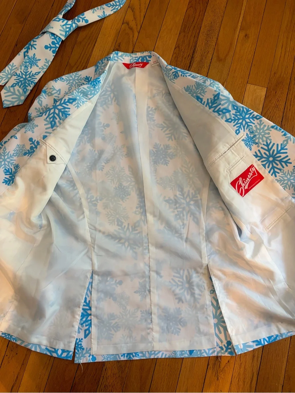 Shinesty The Millennial Snowflake Men's Christmas Party Blazer & Tie Sz 42